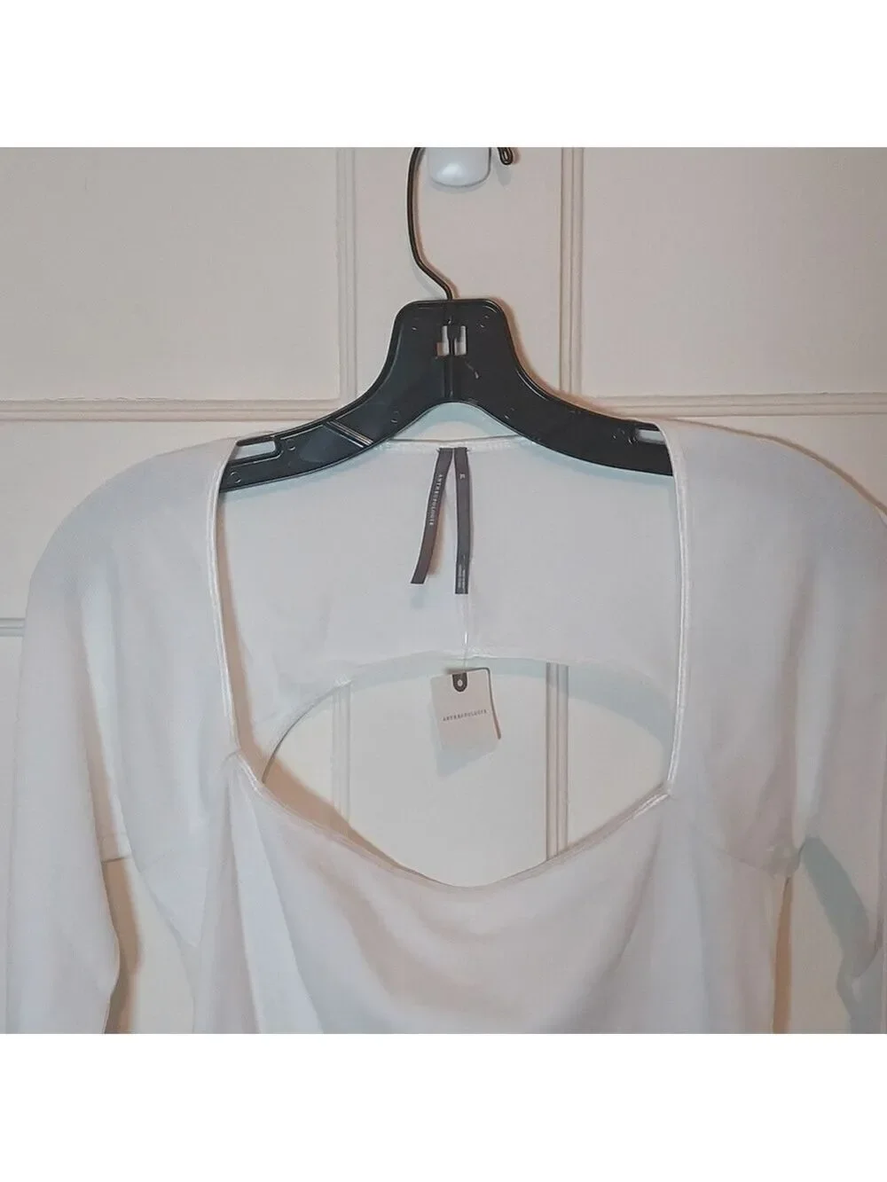 Anthropologie Long Sleeve Knit Crop Top Light Sand